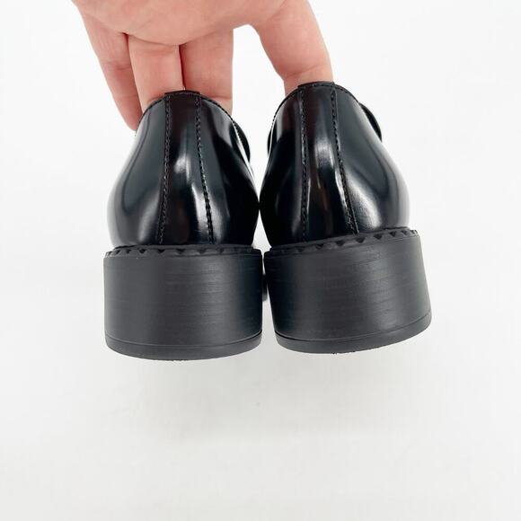 Prada Black Brushed Leather Chocolate Chunky Triangle Logo Loafer size IT 36 - Picture 11 of 15